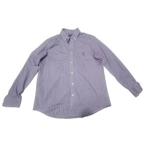 Chaps Mens Long Sleeve Button Up Size L Blue‎ Collared(Has Small Stain)